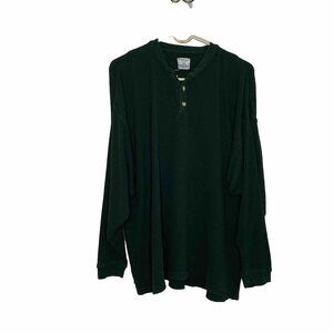 Bottoms Out Hunter Green Waffle Knit Long Sleeve Pajama Top Mens Size Large / XL